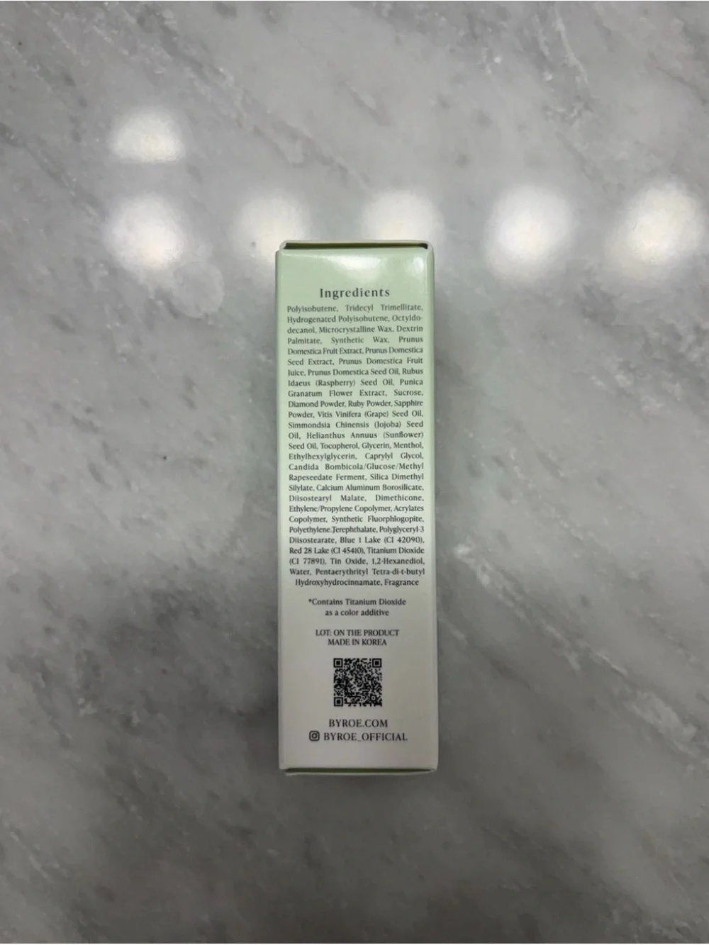 Byroe Sugar Plum Shimmer Lip Oil - Mint Green & White Packaging